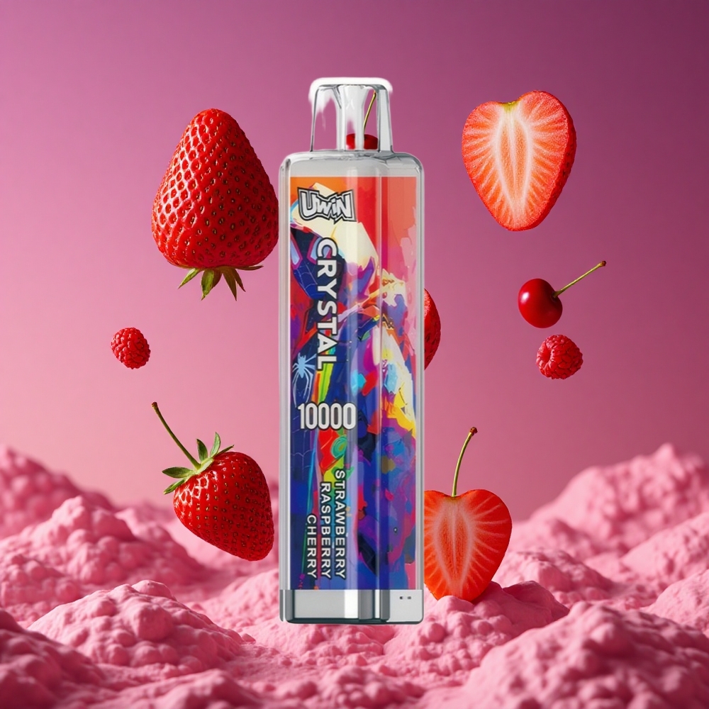 UWIN Crystal 10000 Puffs Morango Framboesa Cereja com 18ml e Carregamento Rápido Type-C