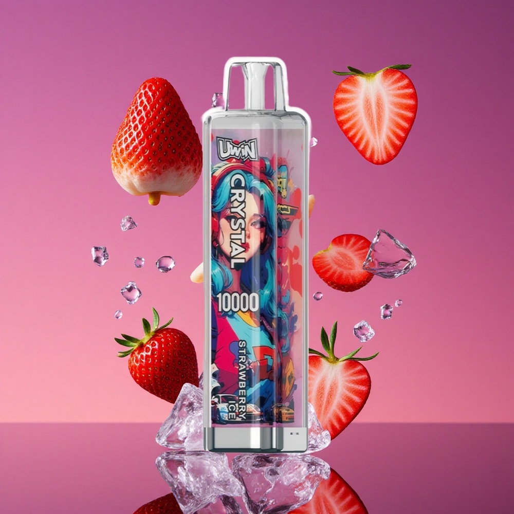 UWIN Crystal 10000 Puffs Morango Gelado com 18ml e 650mAh Recarregável