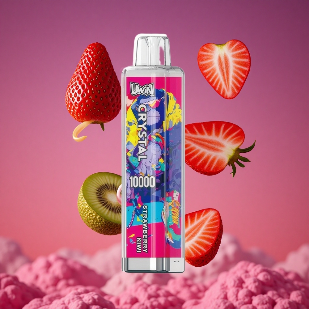 UWIN Crystal 10000 Puffs Morango Kiwi com 18ml de Líquido e Resistência de 0,8 Ohm
