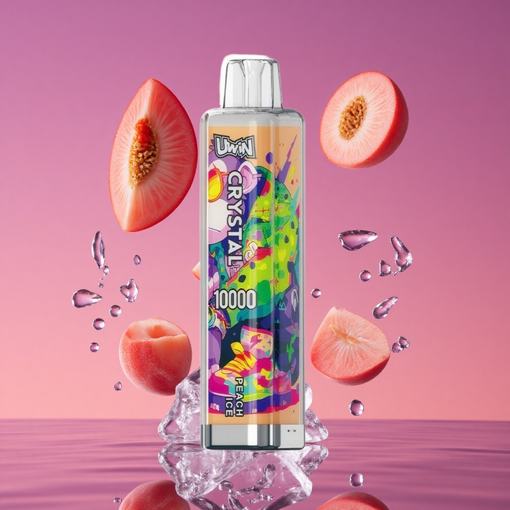 UWIN Crystal 10000 Puffs Pêssego Gelo com 18ml de Líquido e 650mAh Bateria Recarregável