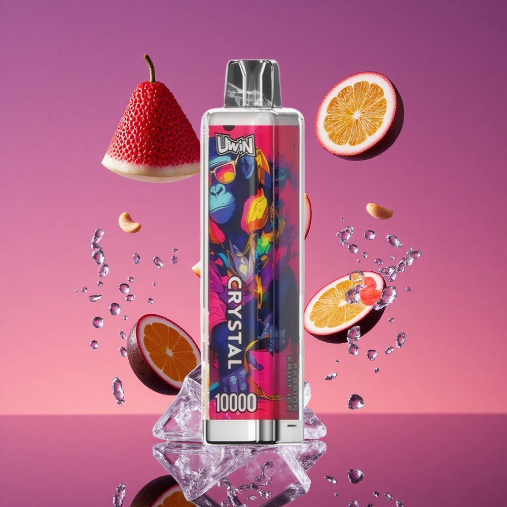 UWIN Crystal 10000 Puffs Sabor Maracujá Gelo com 18ml e 5% Nicotina