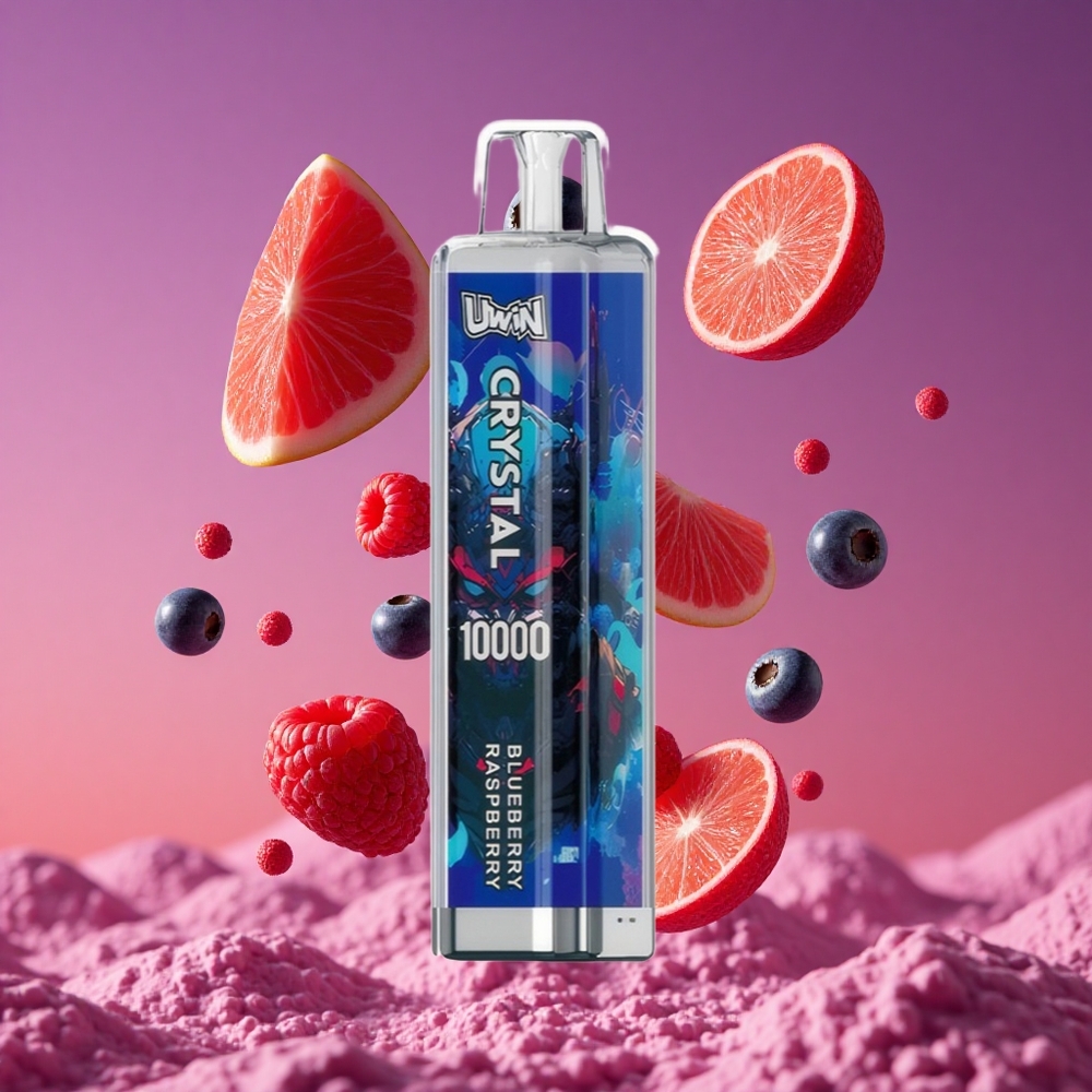 UWIN Crystal 10000 Puffs Vape Descartável Mirtilo Framboesa com 18ml de capacidade e 0,8 Ohm bobina em malha