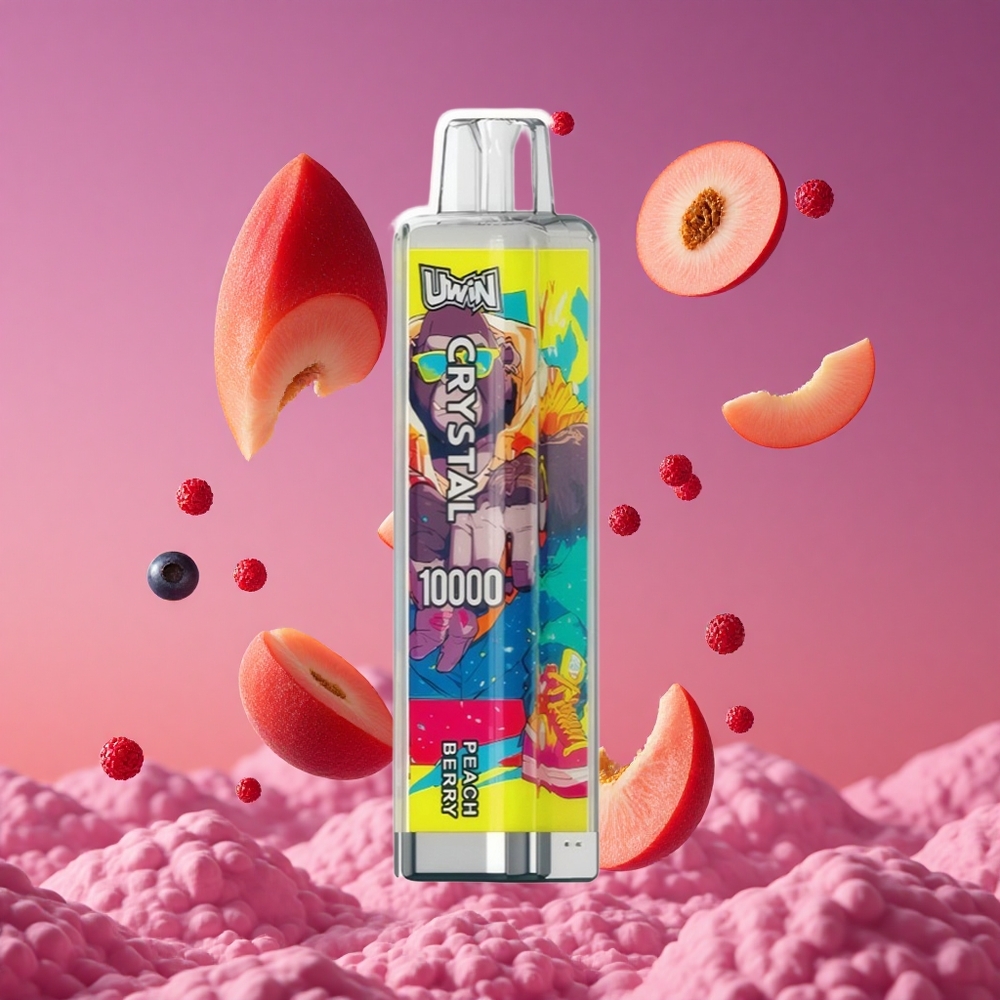 UWIN Crystal 10000 Puffs Vape Descartável Pêssego Frutas Silvestres com 18ml e 650mAh