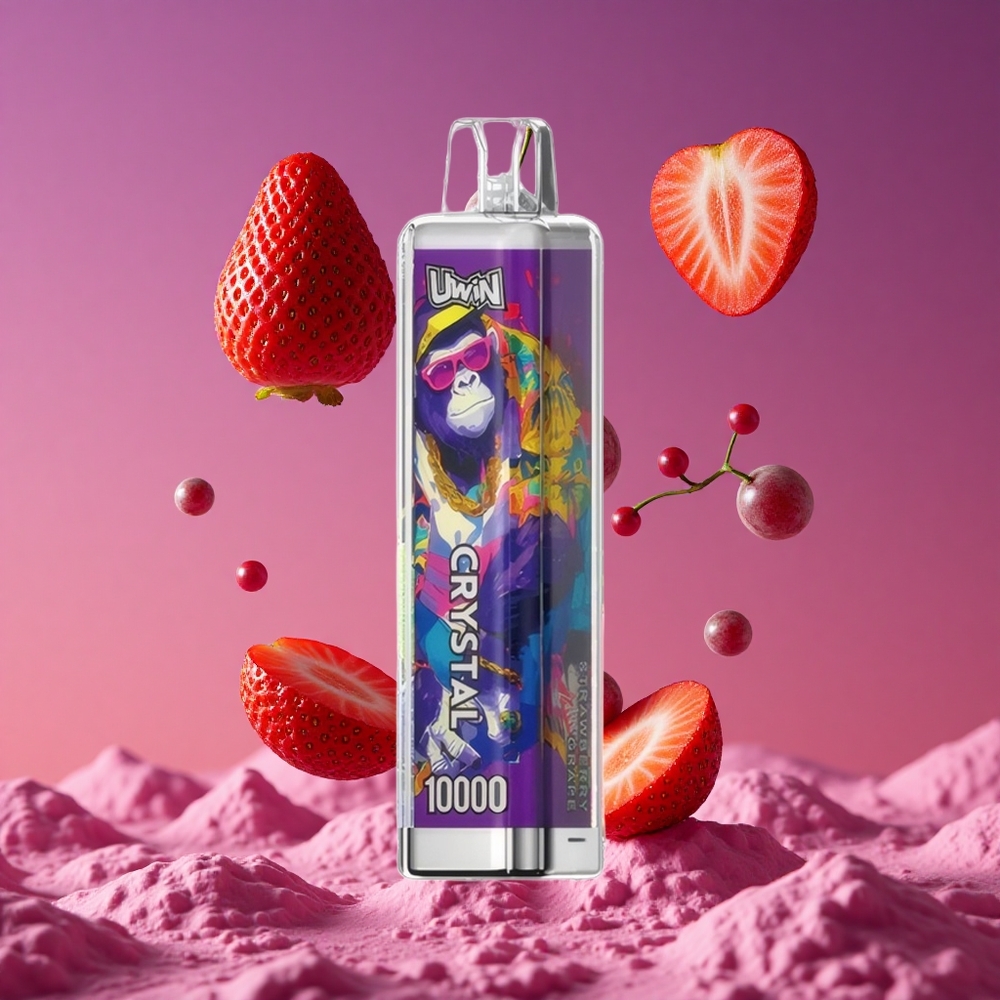 UWIN Crystal 10000 Puffs com 18ml de Líquido e Morango Uva