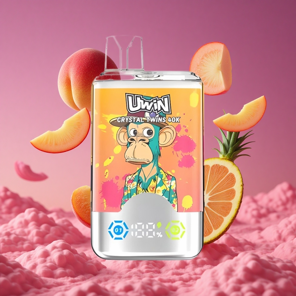 UWIN Crystal Twins 40000 Puffs com Sabor Pêssego Manga Abacaxi Red Bull e 32ml de Capacidade
