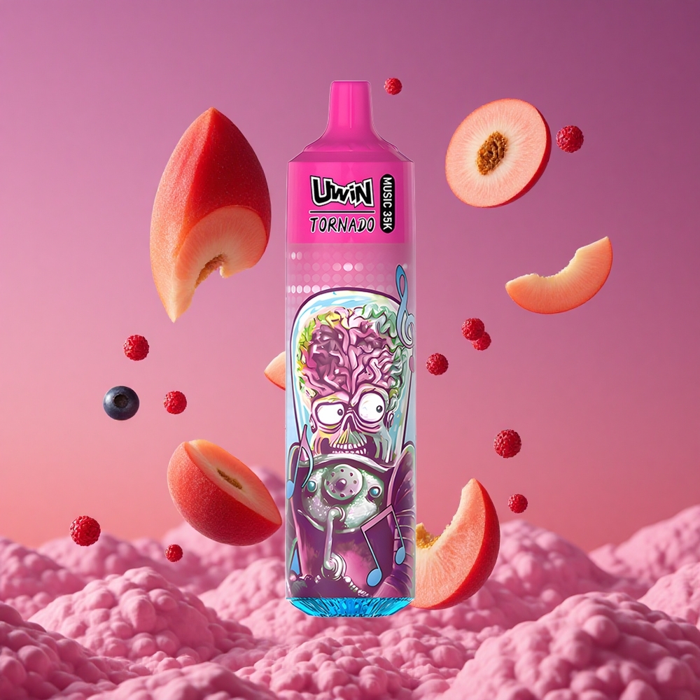 Uwin Tornado 35K Music Vape Descartável Pêssego Frutas Silvestres com 35.000 Puffs e Bateria Recarregável 600mAh