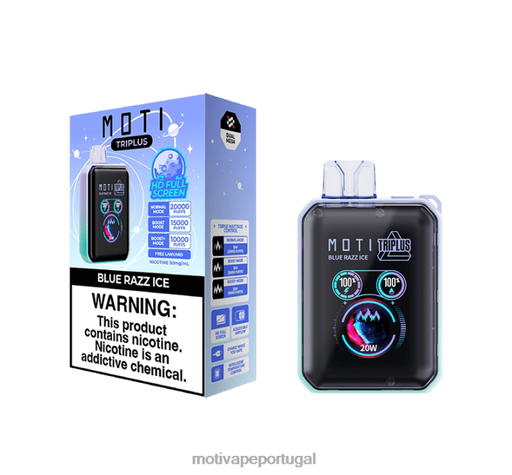 MOTI Triplus Vaporizador descartável de 20k (5%, 20.000 baforadas) gelo de uva 6JZ6Z4 MOTI vape pods portugal