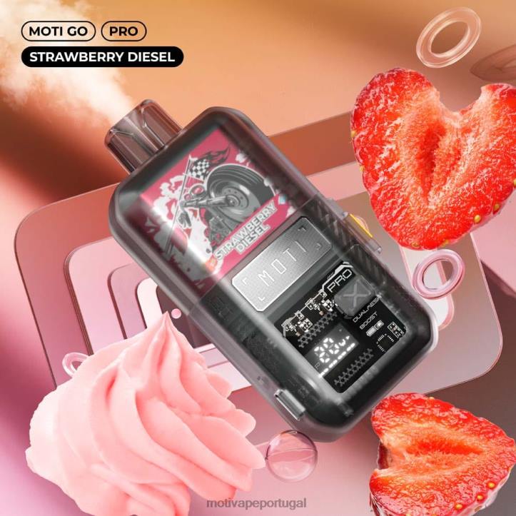 MOTI Go Pro vape descartável (5%, 12.000 baforadas) diesel de morango 6JZ6Z21 MOTI vape portugal